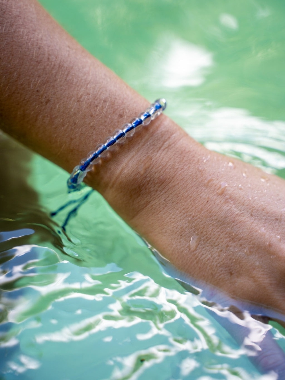 4Ocean Signature Clear Bead and Blue Cord Adjustable Bracelet - Unisex
